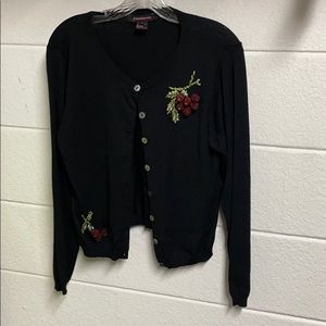 Francesca Rose black cardigan with berry design